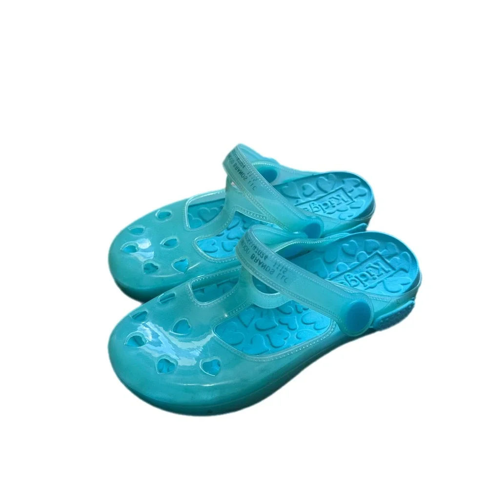 Kidgets Jelly Mary Jane Kids Size 9 Turquoise Excellent Heart Cutout Water Shoes